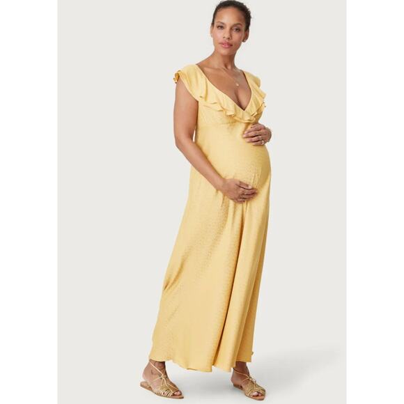 NWT Hatch Emily Dress in Canary Yellow Maxi Ruffle Sleeveless- Size 3/ Large - Picture 1 of 9